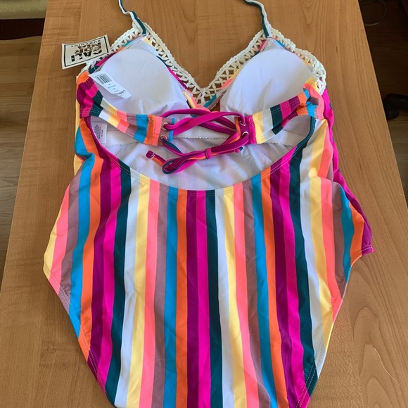 Colorful Striped One-Piece Swimsuit - Picture 2 of 4